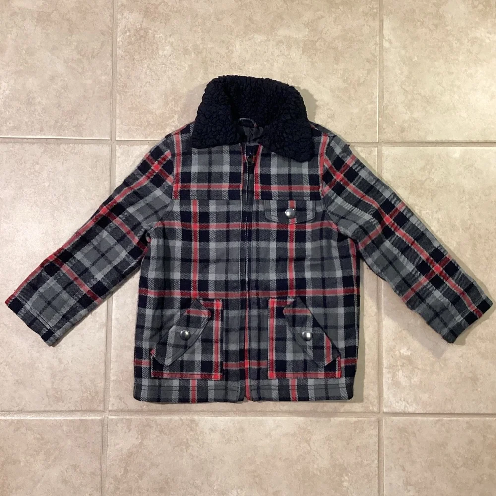Cherokee Flannel Zippered Jacket Faux Fur Collar Toddler 5T